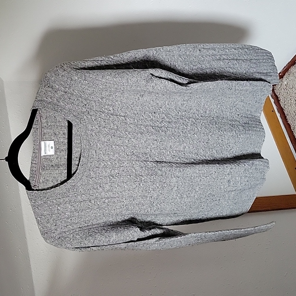 Gray wool cable-knit maternity sweater